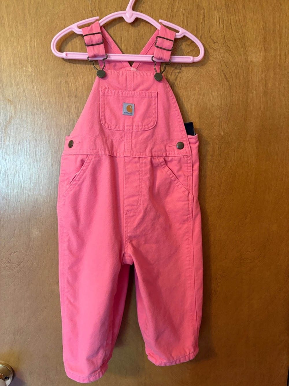 Carhartt Kids Pink Canvas Overalls with Front Bib Pocket